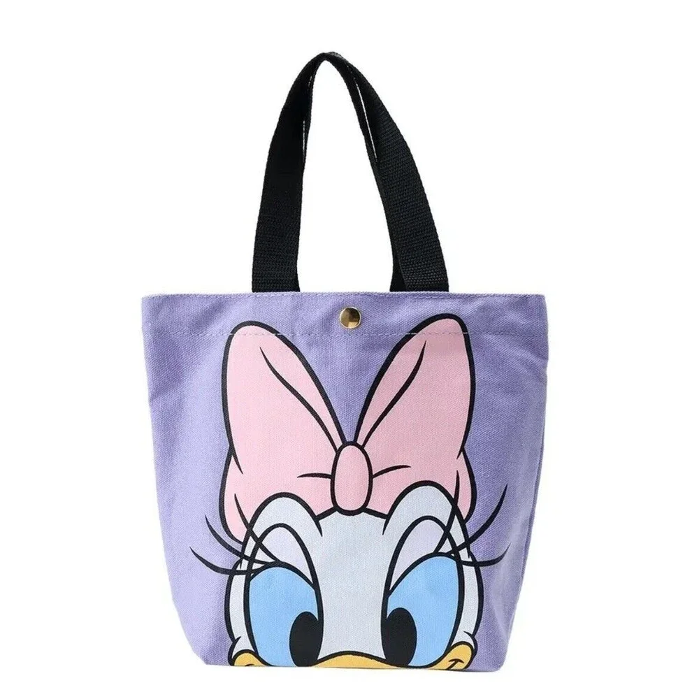 DAISY DUCK Disney Mickey Mouse Purple Snap Lunch Tote Bag Canvas Reuseable NEW